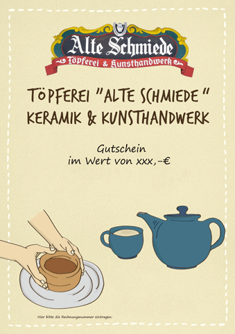 Töpferei "Alte Schmiede" - Geschenkgutschein - GU 10 - Geschenkgutschein